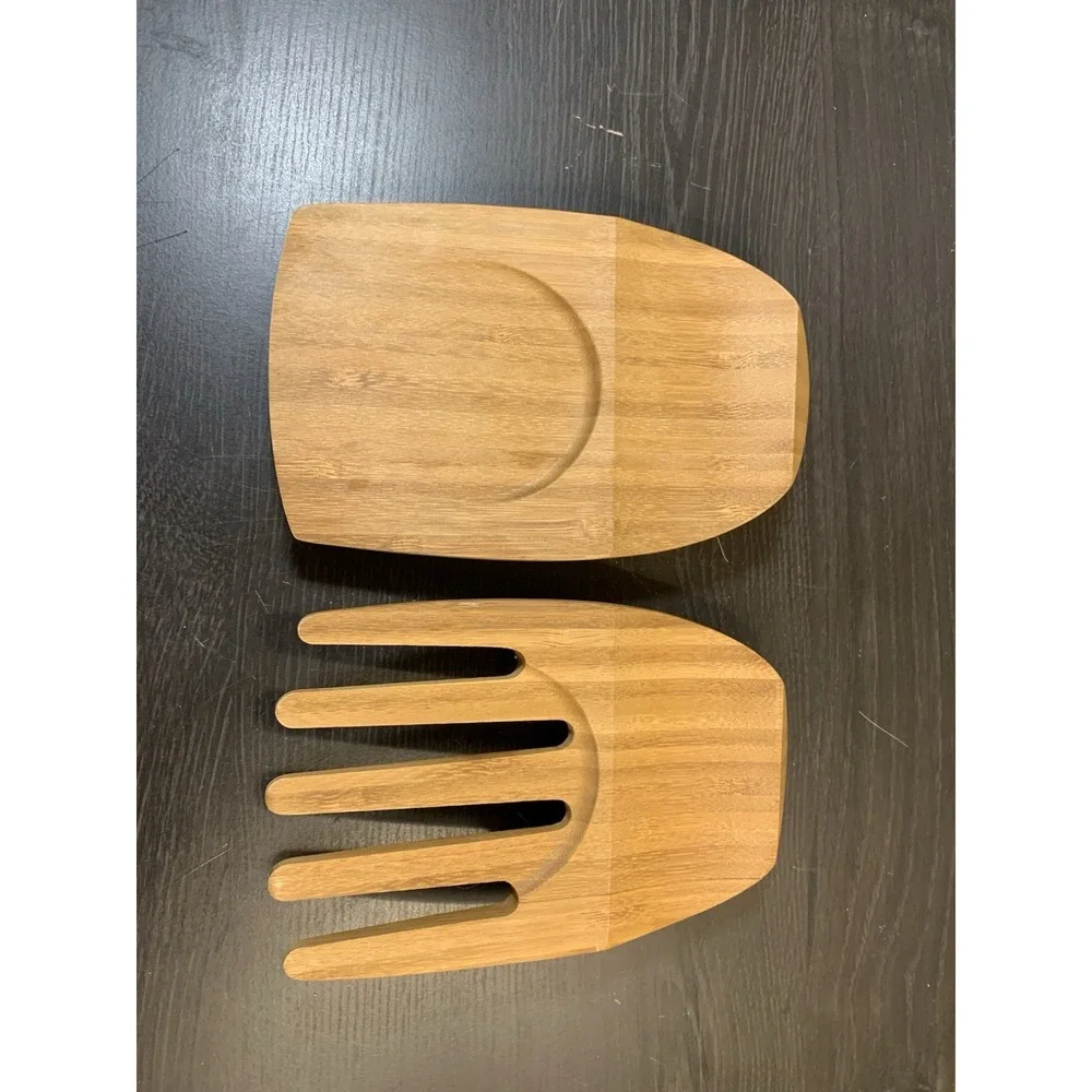 Salad‎ Tongs Serving Claws Pampered Chef Tossing Bamboo Wood